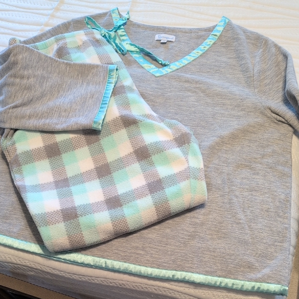 Soft Gray and Aqua Kids Pajama Set